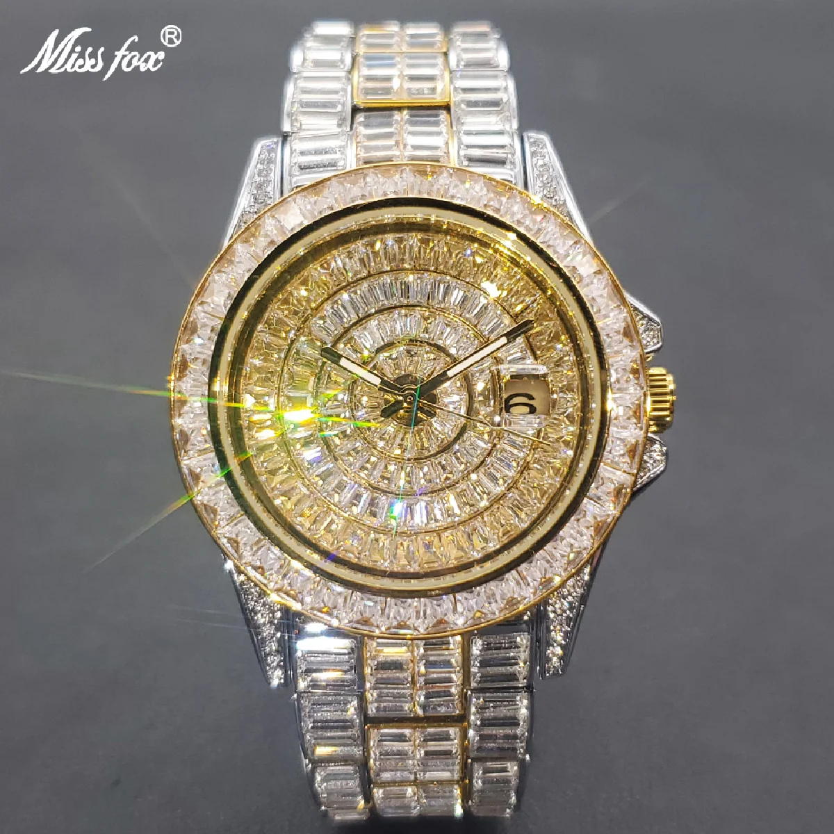 New Full Moissanite Watch For Men Hip Hop Ice Out Stainless Steel Watches High Quality Luminous Waterproof Male Clock 2023 New