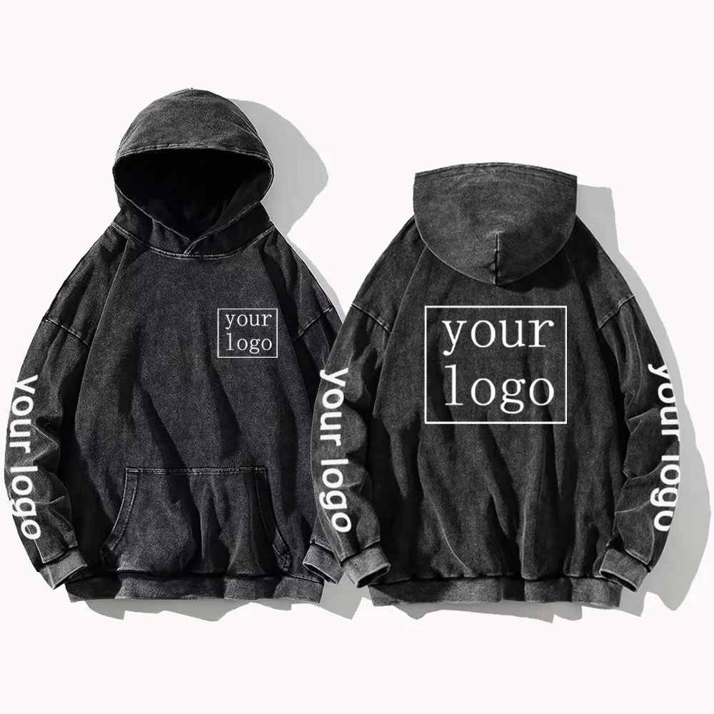 

Your OWN Design Brand /Picture Custom Printed Men Women DIY Hoodies Vintage Wash Cotton Sweatshirt Casual Loose Y2K Clothes