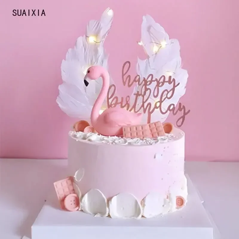 Украшение для торта в виде фламинго акриловый Топпер украшение дня рождения