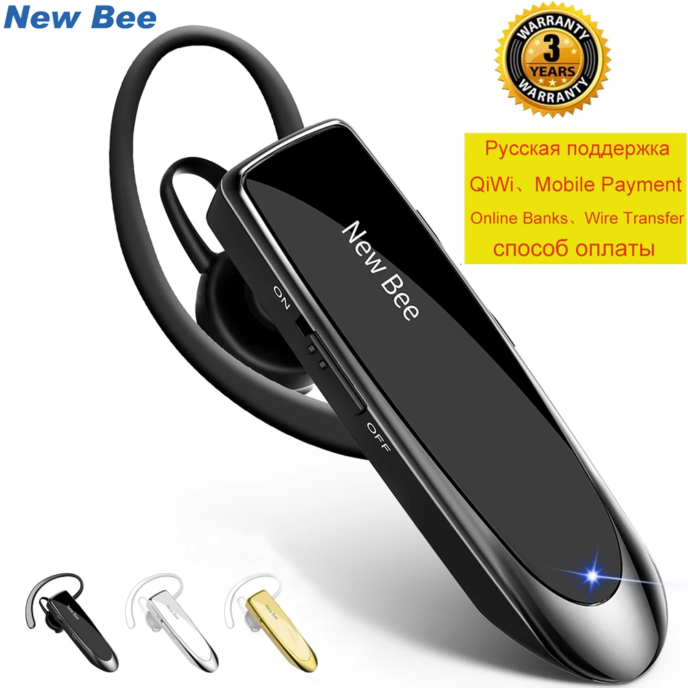 

New Bee Bluetooth V5.0 Headset Wireless Headphones Hands-free Earphones 22H Music Earpiece with CVC6.0 Mic for Business/Driving