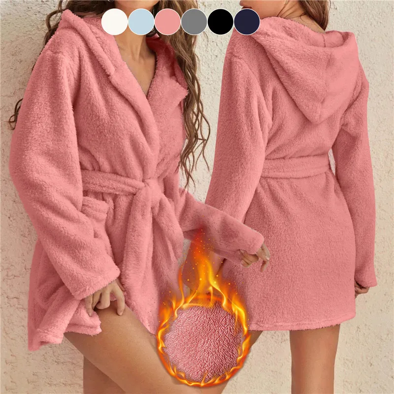 

Pajamas Dressing Robe Gown Sleepwear Warm Bandage Shower Sleep Soft Nightgown Bathrobe Spa Winter Comfortable Women