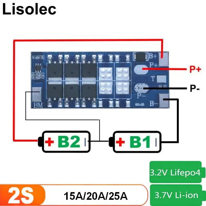 BMS 2S 20A 25A 15A 6,4 V Lifepo4 32650 32700 плата защиты литиевой батареи 7,4 V Li-Ion 18650 21700