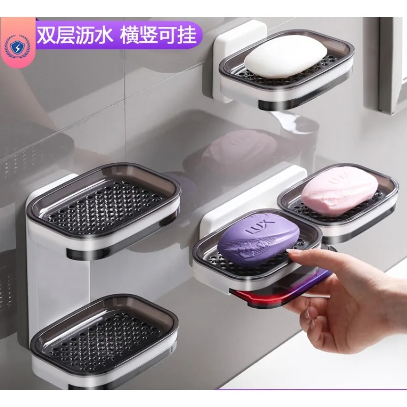 Двухслойная Коробка для мыла настенная без пробивания отверстий бытовая