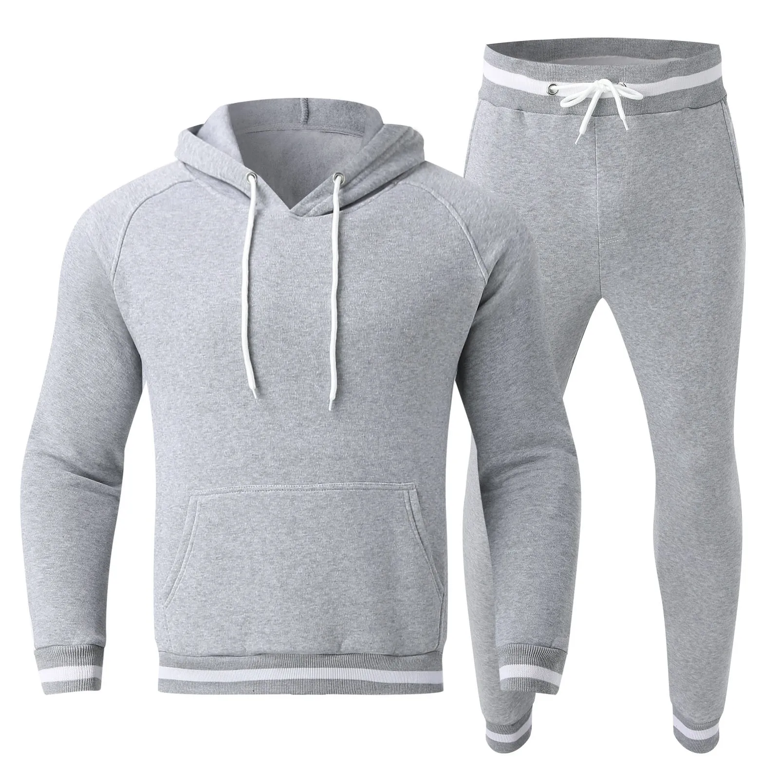 

Мужские осенне-зимние костюмы с длинным рукавом, теплый однотонный топ, брюки, комплект из двух предметов с регулировкой, комплект с платьем