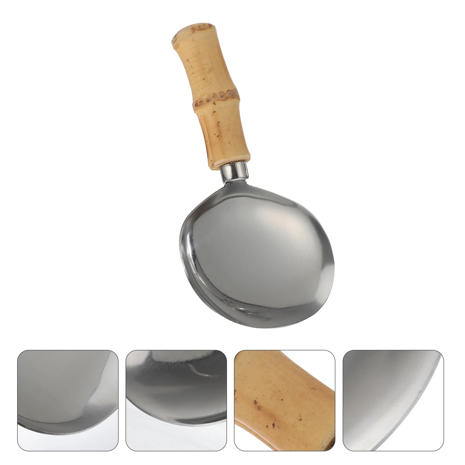 

1pc Rice Spoon Wood Stainless Steel Spoons Ladle Wooden Rice Spoon Soup Ladle Metal Ladle Serving Ladle
