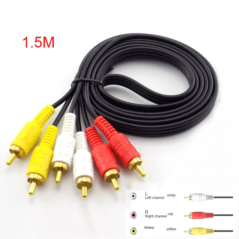 

3 RCA штекер к 3 RCA штекер для музыки Аудио Видео AV Соединительный кабель 3X RCA розничный шнур для ТВ звуковых динамиков 1,5 м H10