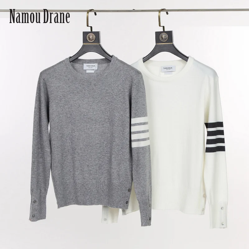 

Мужской свитер с круглым вырезом Namou, Черный Повседневный джемпер с круглым вырезом, в британском стиле, Осень-зима 2022