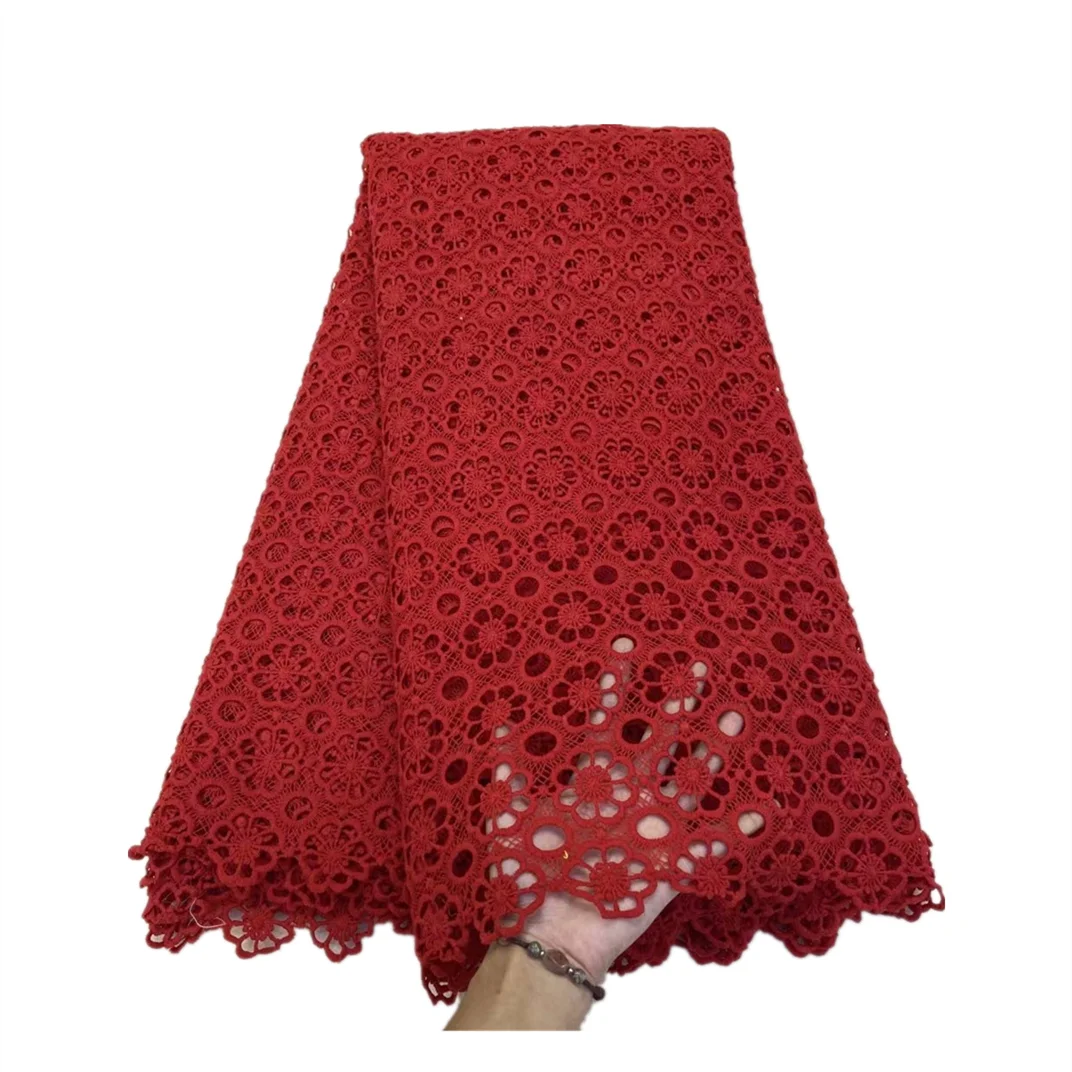 

5 Yards Factory Price African Cord Lace Fabric for Lady Evening Gown Sewing Nigerian Guipure Lace Fabric for Party Dress WJYG04