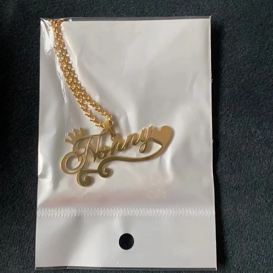 Customized Name Necklace Personalized Heart Necklace For Women Stainless Steel Crown Nameplate Pendant Jewelry Gift Bijoux Bff