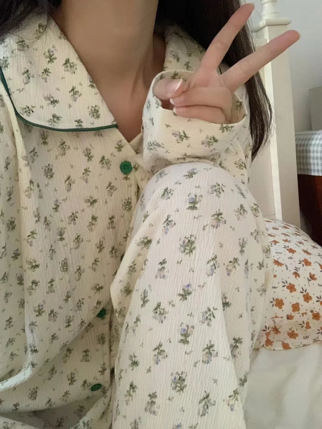 

Cute Floral Long Sleeved Pajamas Women's Spring and Autumn 2024 New Casual Loose Skin-friendly Loungewear Two-Piece Set