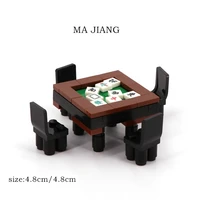 moc mahjong building blocks assemble figure accessories leisure and entertainment brick set of tables and chairs kids toys gift