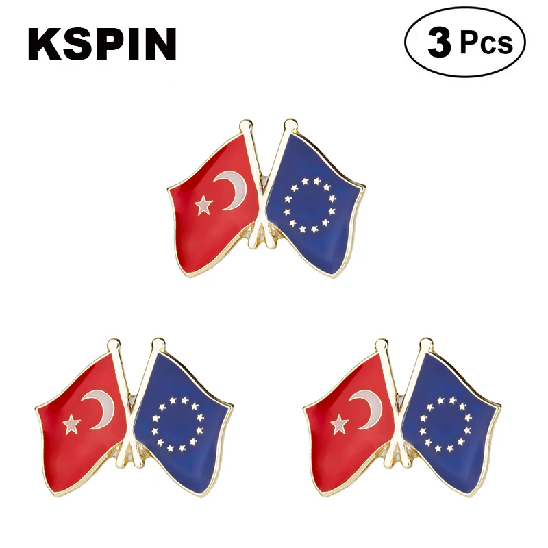 

Turkey & European Union Flag Lapel Pin Friendship Flag Badge Flag pin