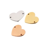 3pcs stainless steel charms 17x20mm hearts stamping blank disc double hole pendant connector for diy engraving jewelry making