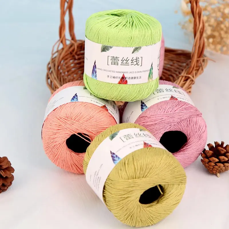 100% хлопчатобумажная кружевная пряжа для вязания крючком тонкая нить рукоделия
