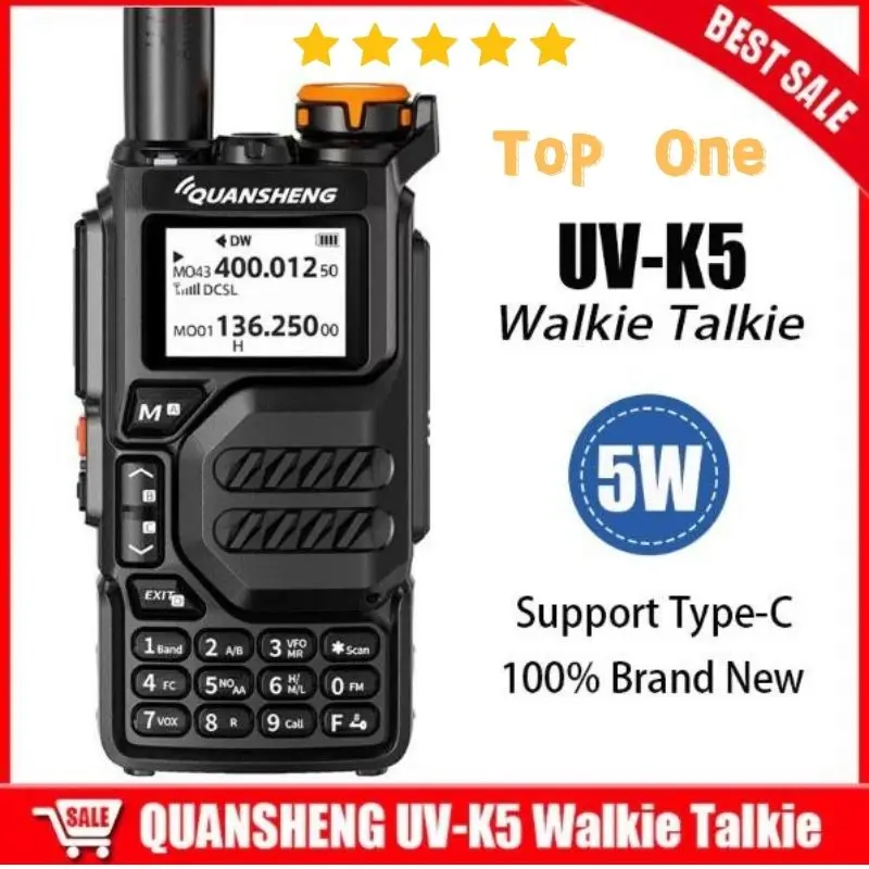 Enlarge Quansheng UV-K5 50-600MHz 200Ch 5W Air Band Walkie Talkie UHF VHF DTMF FM Scrambler NOAA Wireless Frequency Copy Two Way Radio