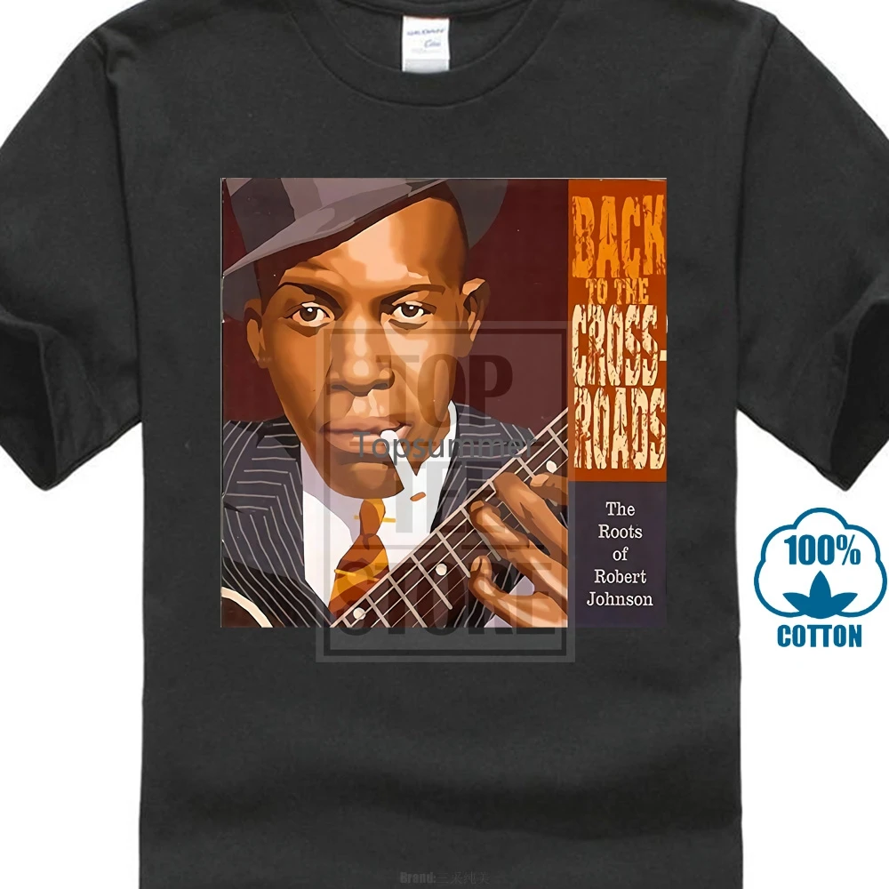 

Robert Johnson Blues Rock Band Tribute Song Cd Music Black T Shirt Tshirt Sz S L 100% Cotton Print Mens Summer O-Neck