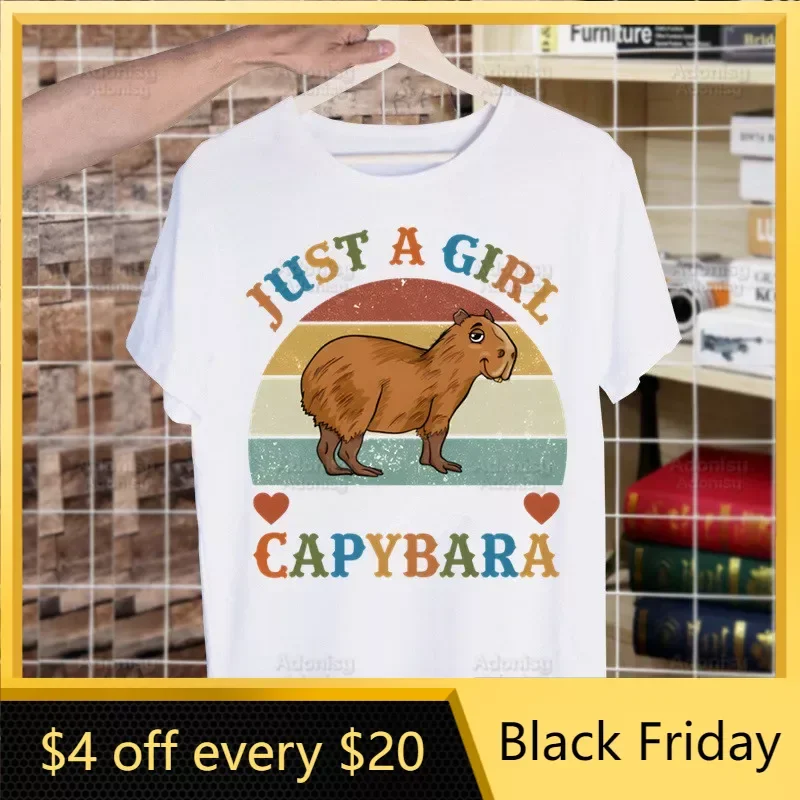

Capybaras Men's tshirt Unisex Short Sleeve T shirt Cartoon Casual Just a Girl Who Loves Capybaras T-shirt Male Streetwear Tops