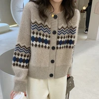 vintage knit cardigan women 2022 korean fashion ropa de mujer loose casual knitted sweater jacket oversized outerar tops female