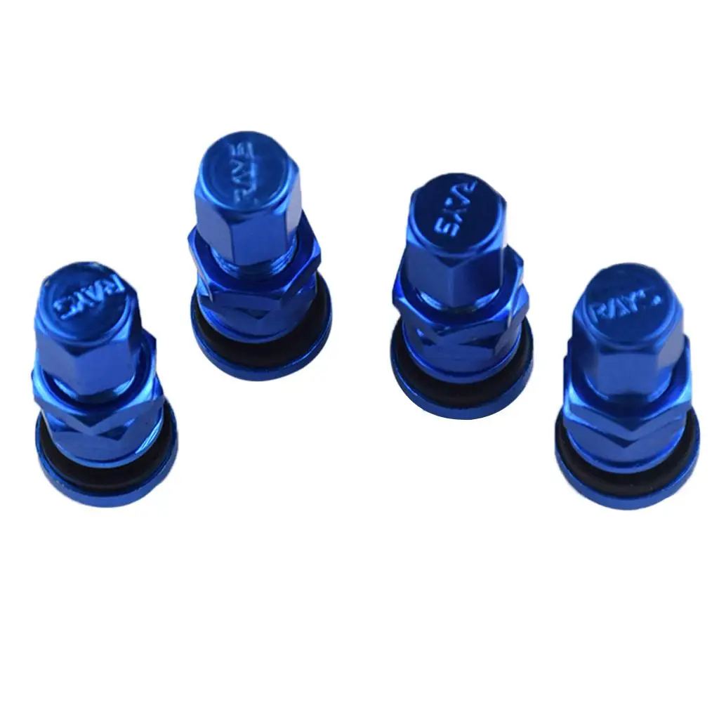 

4x Aluminum-in Car Tubeless Wheel Tire Valve Stem With Dust Cap Blue