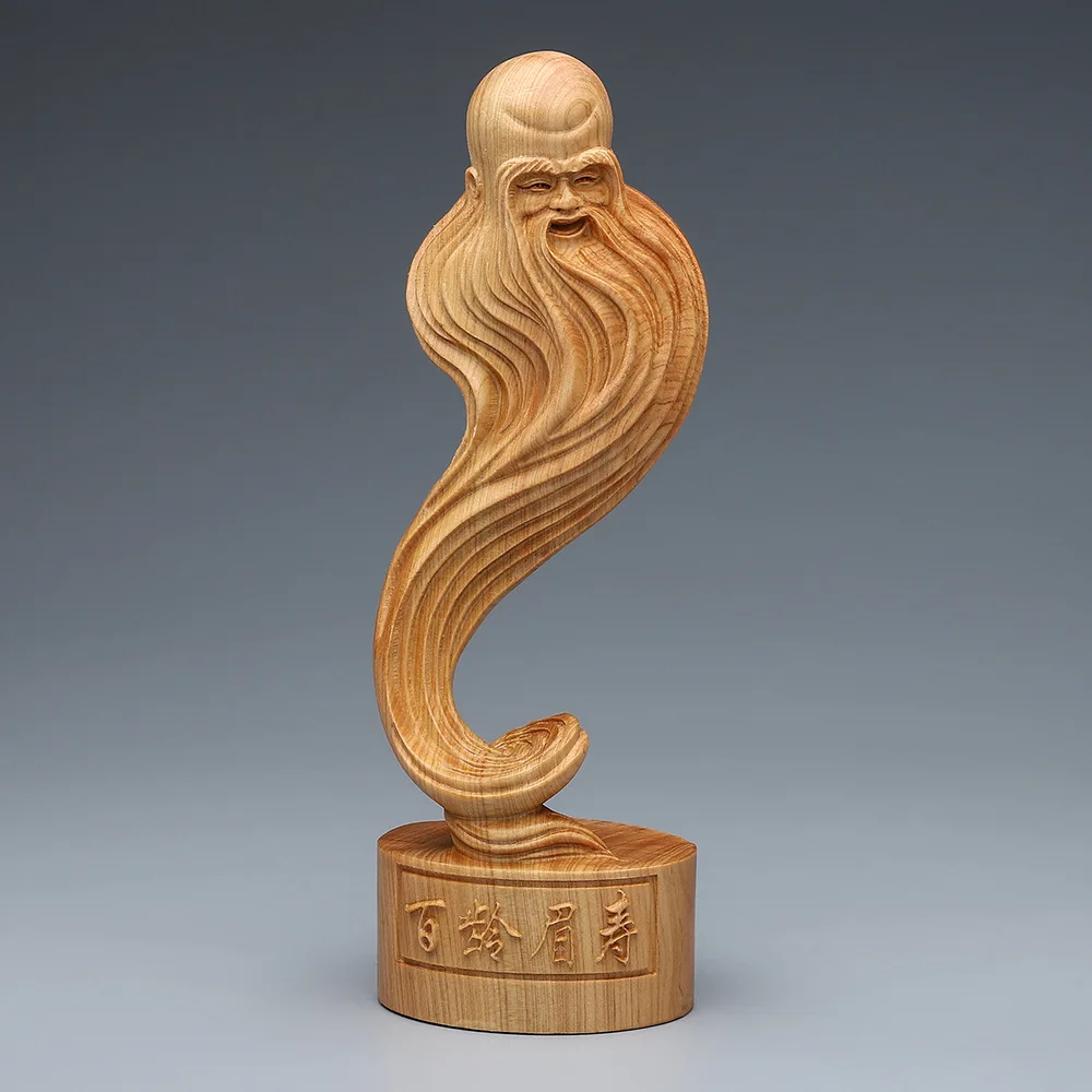 

Solid wood carving Shou Xing Gong， Figure statue，Creative hand-carved Longevity Fairy，Home living room decoration ornaments