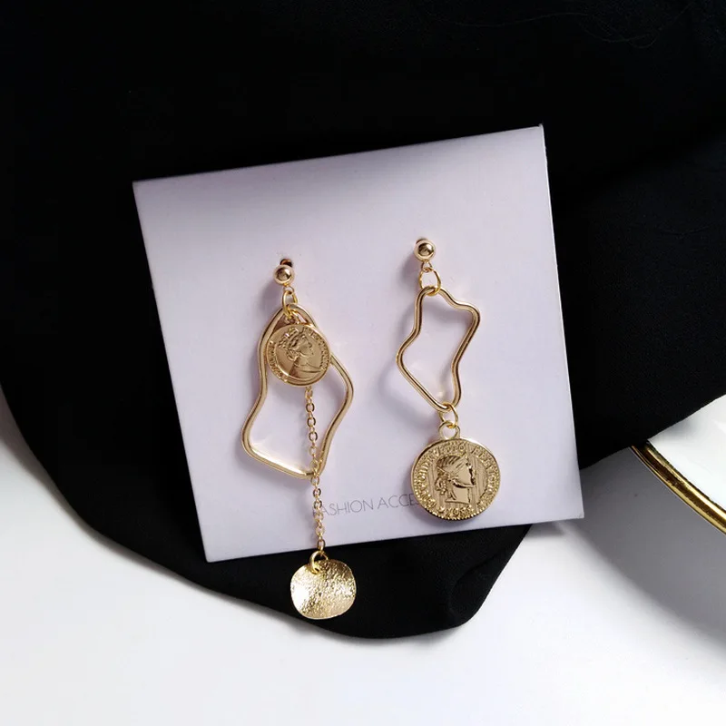 

Coin Baroque Earrings Creative Asymmetric Niche Earrings Geometric Earrings Earrings for Women
