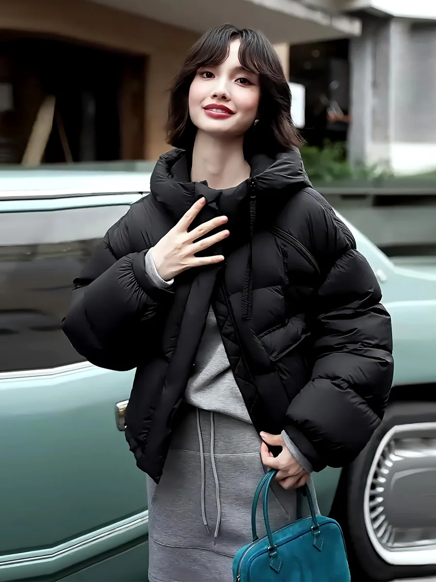 Маленький короткий пуховик 90 на белом утином пуху для женщин новинка зимы 2024