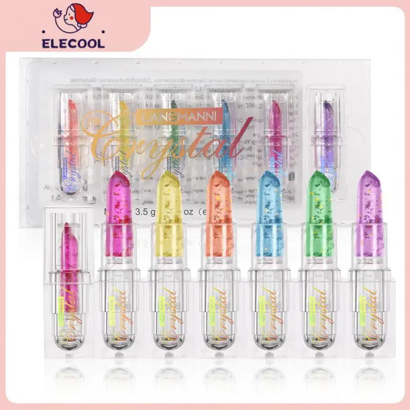 

Plant Gold Foil Lipstick Color Changing Lipstick Set 6pcs Set Lip Care Lip Nourishing Crystal Jelly Lipstick Moisturizing