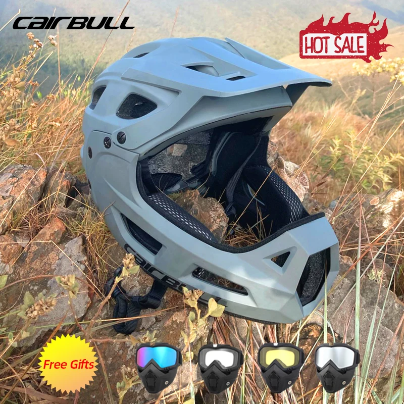 Купи CAIRBULL Mtb Cycling Helmets Downhill Men’s Full Face Helmet Motorcycle with Goggle CE Safety Road Bicycle Cap Casco Bicicleta за 4,514 рублей в магазине AliExpress