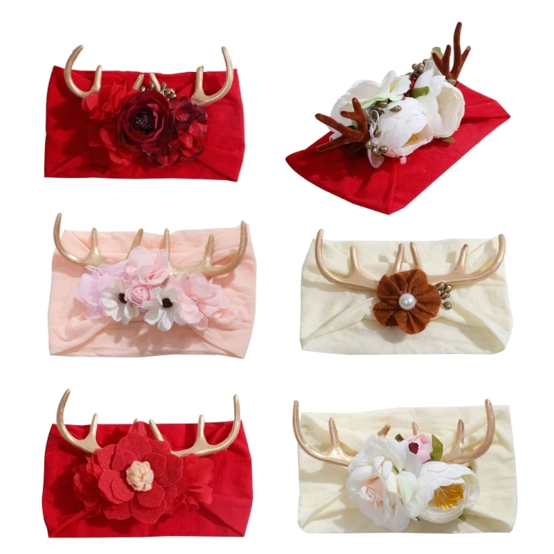 

Милая мода новорожденных девочек цветок лося декор оголовье эластичная лента для волос реквизит для фотосессии