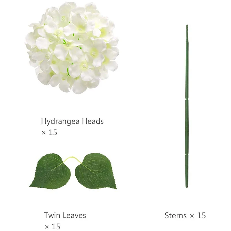 silk hydrangea flowers artificial flowers heads with twin leaves and stems for home wedding party decorations free global shipping