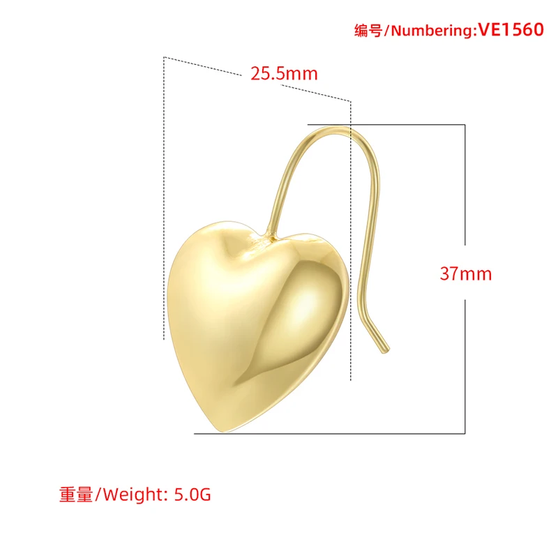 ZHUKOU латунь 18 К позолоченные блестящие серьги-пузыри в форме сердца серьги со