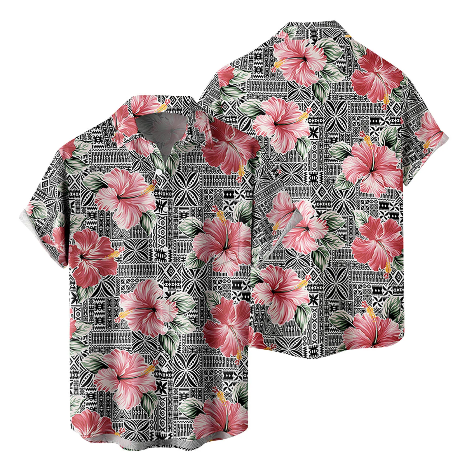 

Dry Tech Shirts Men Mens Fashion And Leisure 3D Digital Printing Buckle Lapel Short Sleeve Shirt Top Apparel Short