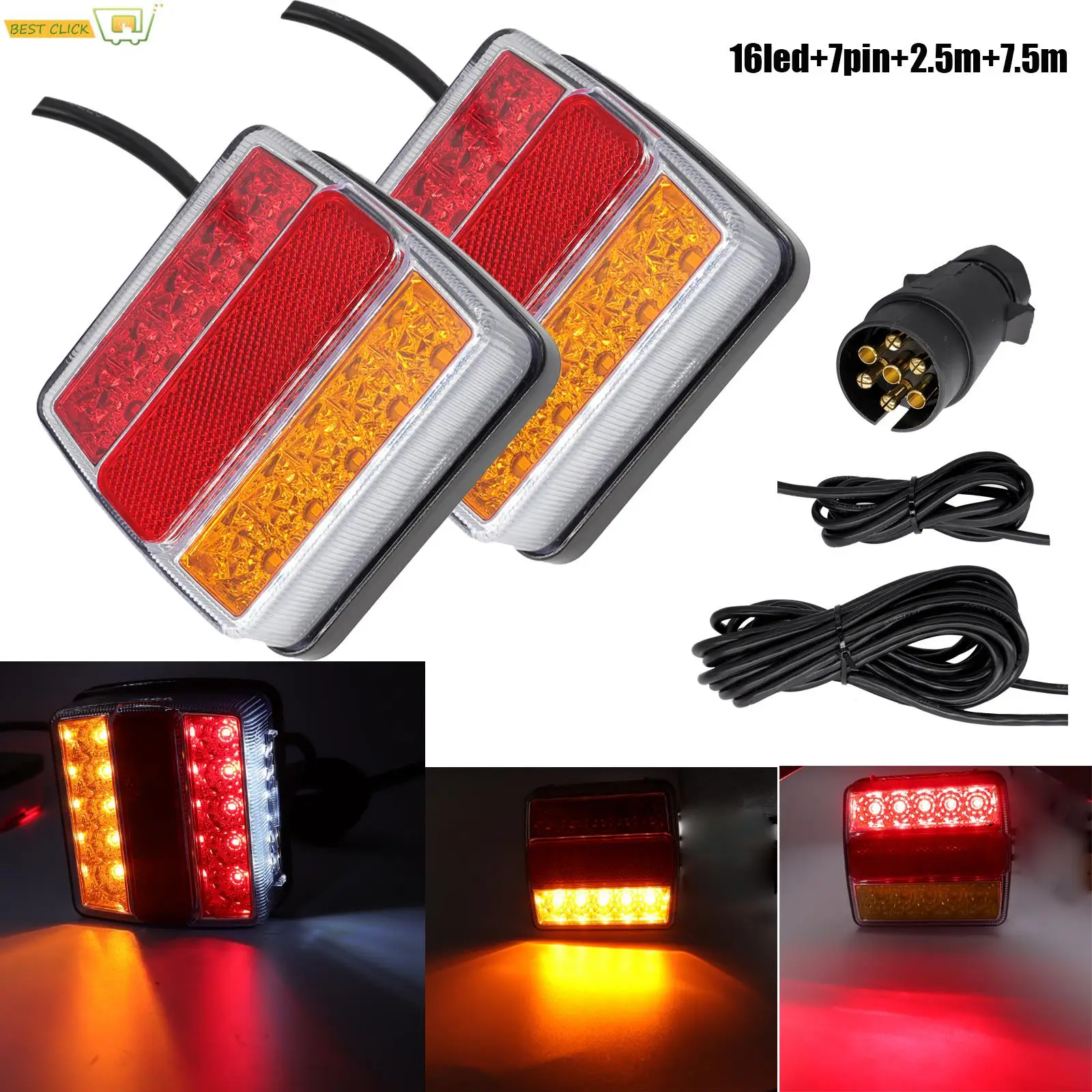 X2 Задние буксировочные фонари 12 В 10 м Линия 7-контактный комплект Универсальный индикатор стоп-сигнала Номерный знак Водонепроницаемый отражатель