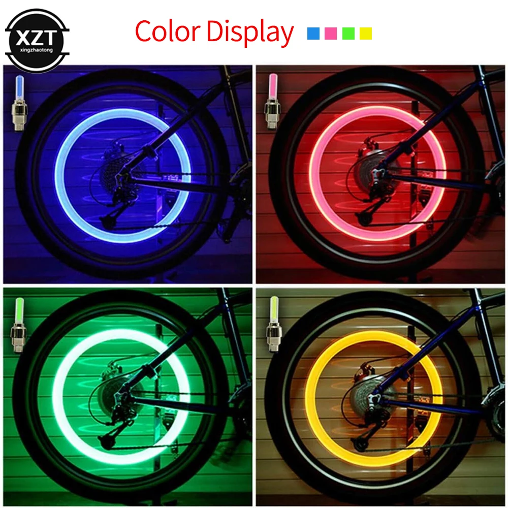 

2PCS Car Wheel LED Light Motocycle Bike Light Tire Valve Cap Decorative Lantern Tire Valve Cap Flash Spoke Neon Lamp Accessories