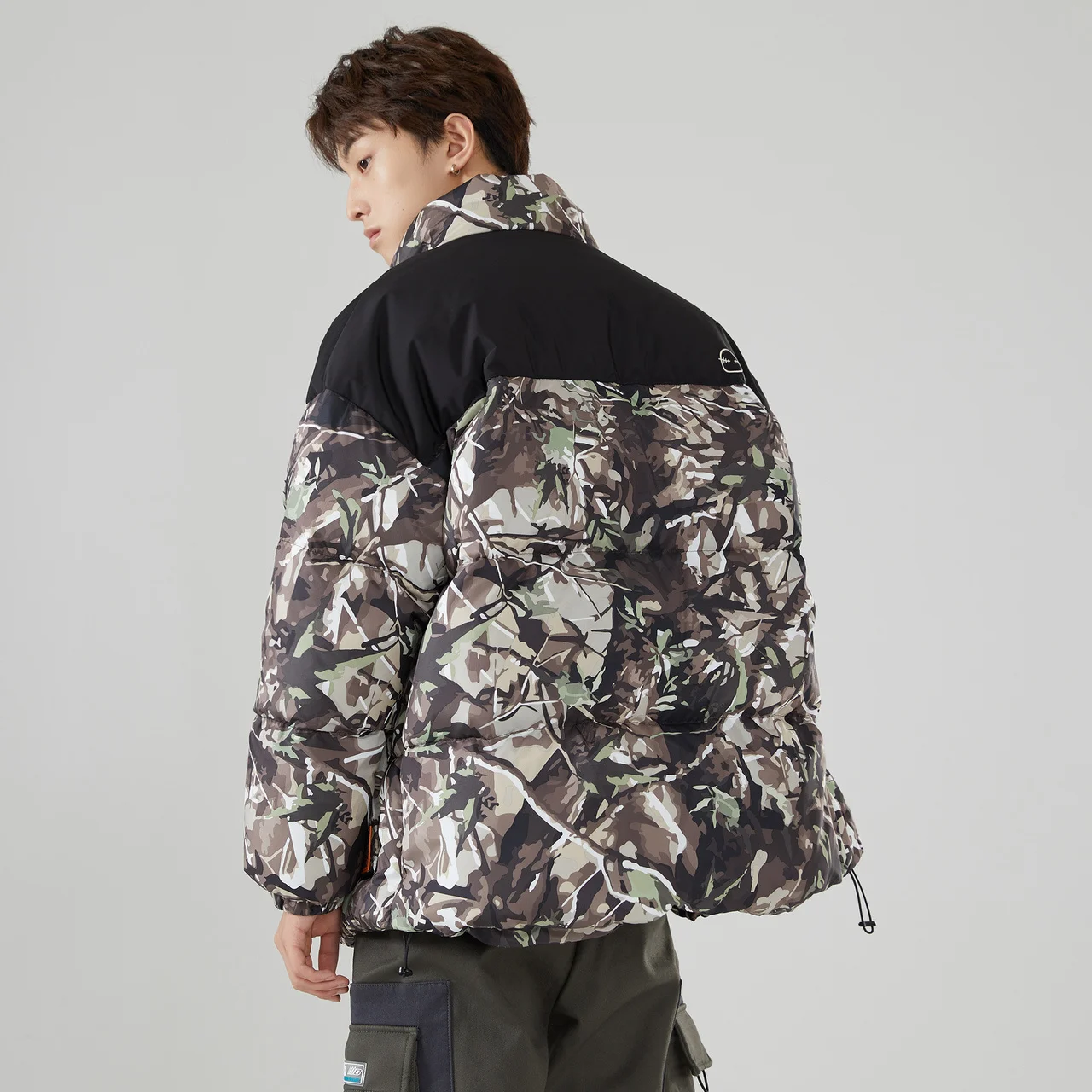 Metersbonwe Men's Camouflage Color Down Jacket Polar Chunky Long Hooded Down Jacket Loose 80%Duck Down Thick Winter Warm Wear