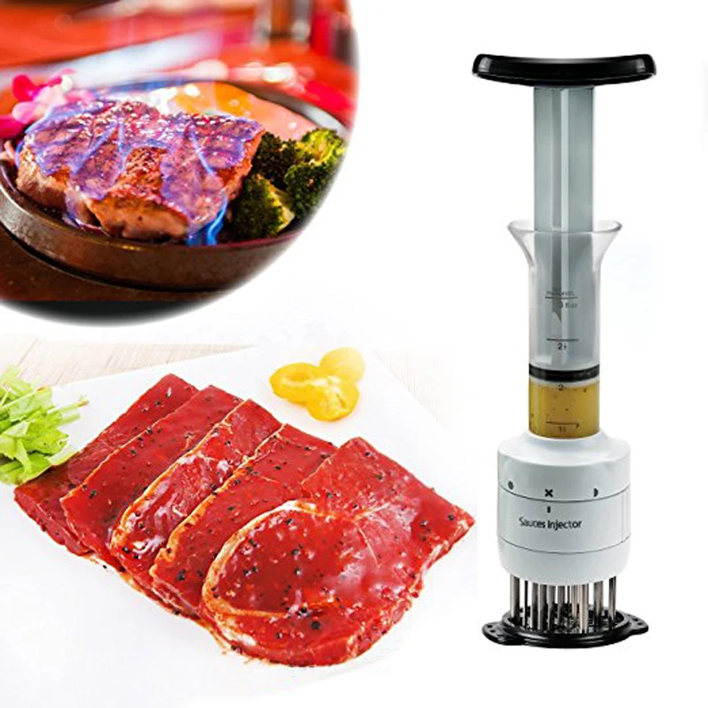 

2-in-1 Professional Meat Tenderizer Marinade Injector BBQ Meat Steak Beef Sauce Tenderizer with Stainless Steel Needle