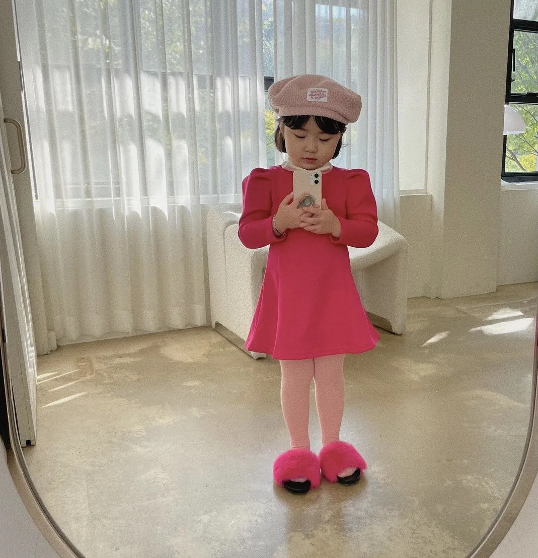 

Весна 2022, корейское детское ТРАПЕЦИЕВИДНОЕ ПЛАТЬЕ, корейское детское платье, приталенное платье для девочек с кукольным отворотом, платья д...