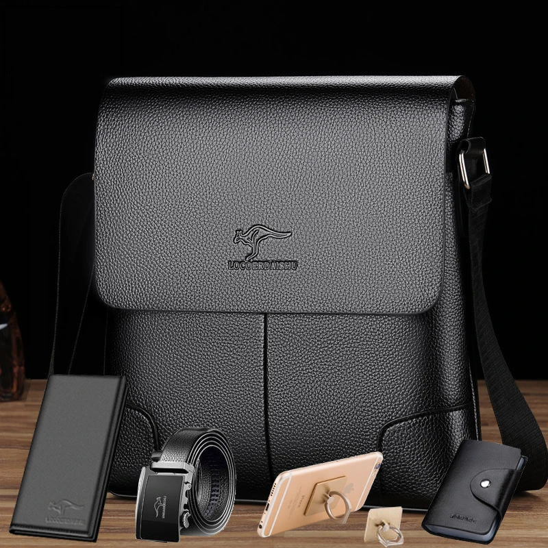 Men Crossbody Messenger Bags Business Casual Handbag Male Leather Shoulder Bag Large Capacity waterproof PU Crossbody Bag