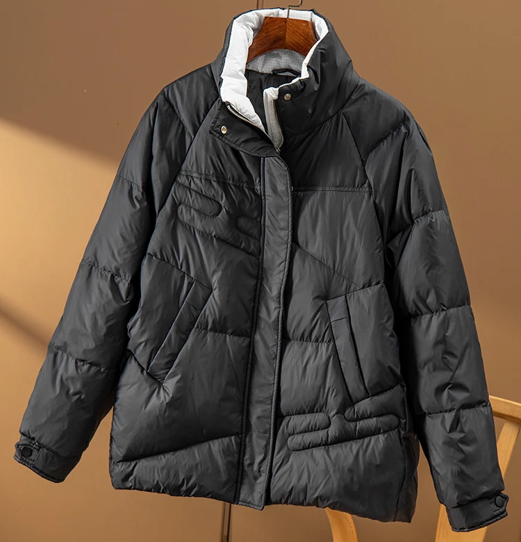 New Thin Casaco Feminino  Winter Coat Women  90%  White Duck Down  Autumn/Winter  Casual  Wide-waisted  Pockets  Women Jacket