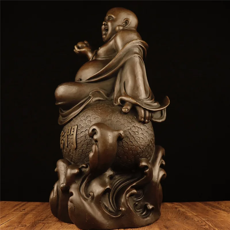 Латунная коричневая статуя Будды с изображением героя Bai Fu Linmen искусственная