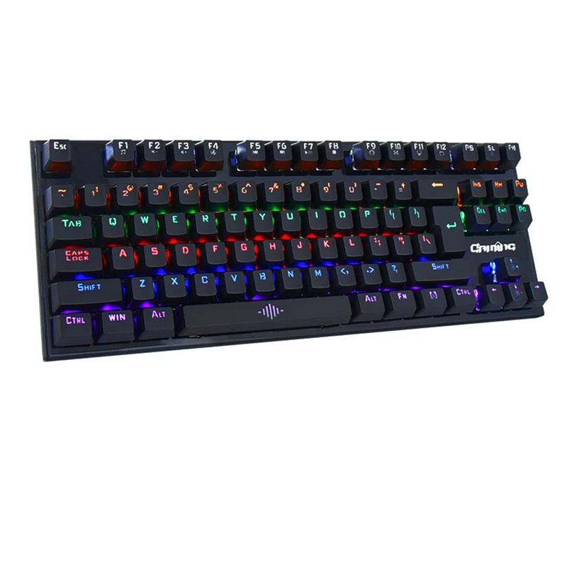 

Mechanical Keyboard 87 Keys Multicolour LED Backlit K28 Wired USB Gaming Keyboard For Windows PC Laptop Game