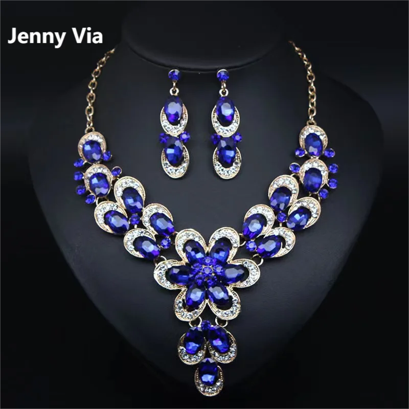 

Jewelry Set for Women Fashion Luxury Exaggerated Rhinestone Flower Earrings Necklace Set Dress Party Accessories Trendy New Gift