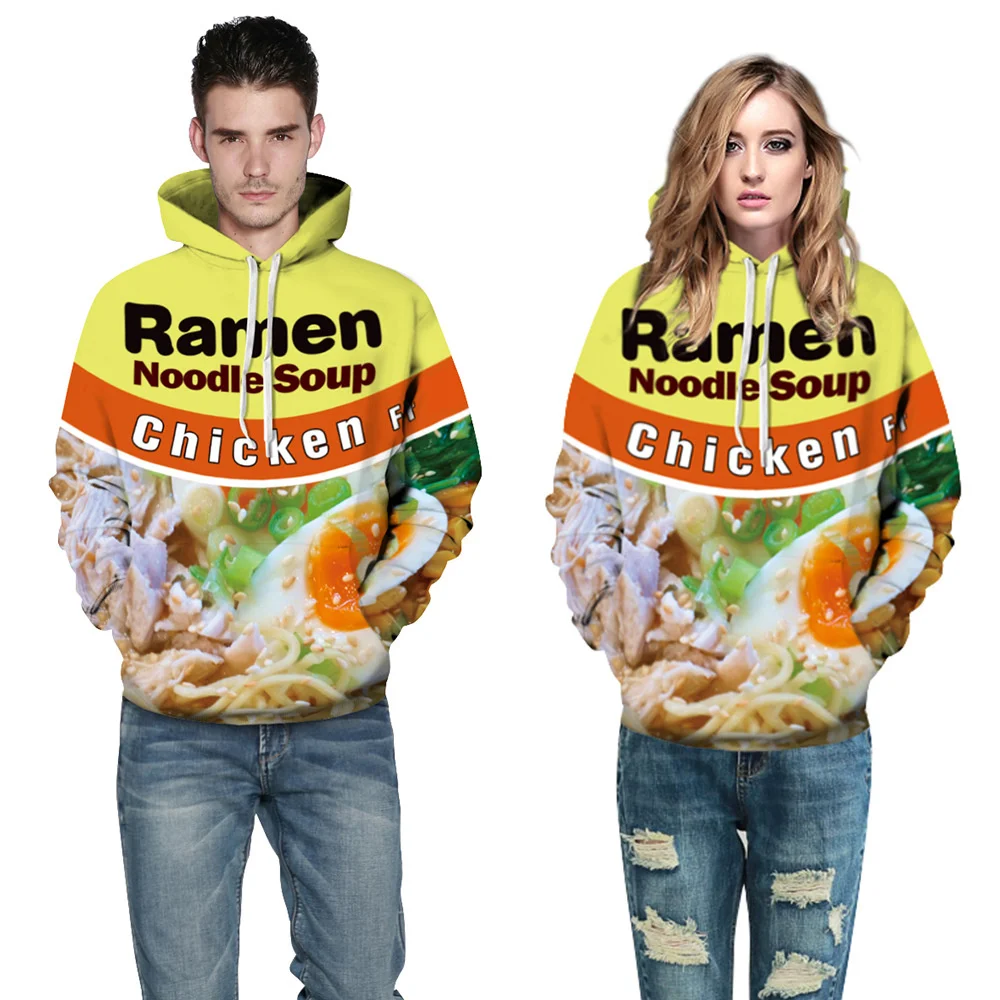 

Oversized Hoodie Food Print Sweatshirt Sports Hooded Lovers Clothes Long Pullover Vestido Tracksuits Gothic Punk Buckle Harajuku