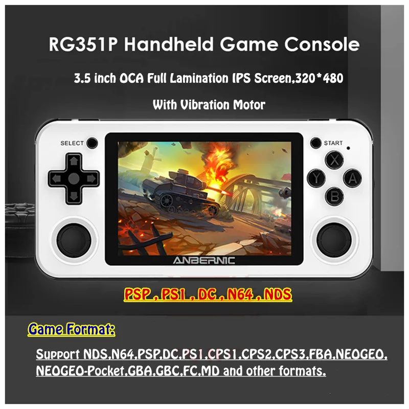 ANBERNIC RG351P Портативный игровой плеер 64 ГБ Emuelec Open System PS1 64 бит 2500 игр IPS-экран Портативная ретро-консоль RG350.
