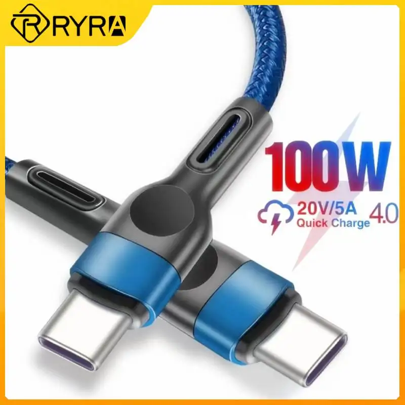 

RYRA 100W USB C To USB C Cable 5A Fast Charging Wire Cord For Samsung OPPO Xiaomi Redmi Huawei P30 P40 Type-C Charge Accessories