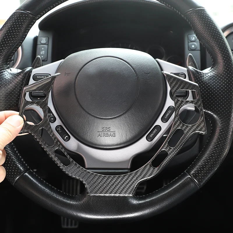 

For 08-16 Nissan GTR R35 steering wheel button frame trim Car trim accessories Real carbon fibre steering wheel button frame