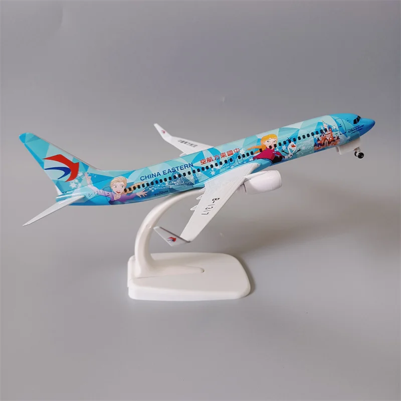 Модель самолета из металлического сплава, 20 см, China East, Боинг 737 B737 Airlines, мультяшная живопись, модель литая самолета, модель самолета и колеса