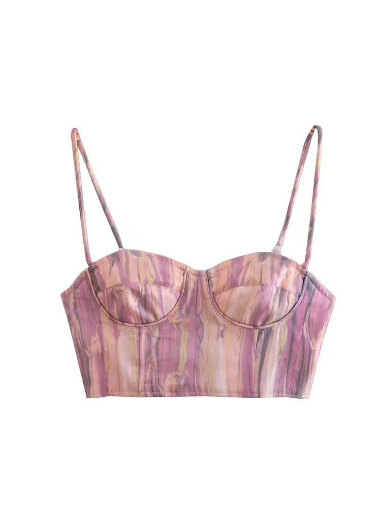 

YLJHQX женский Модный укороченный топ на молнии сзади с принтом, винтажный женский топ на тонких бретелях с открытой спиной