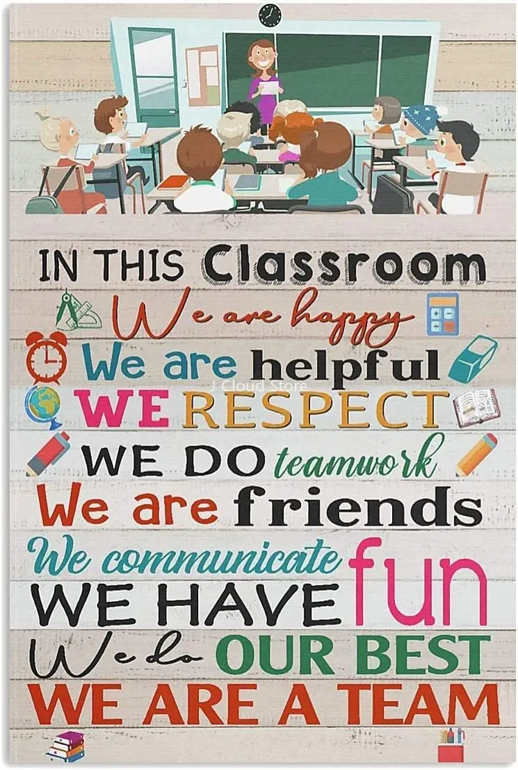 

In This Classroom Metal Tin Sign Vintage Wall Decoration Plaque We Are Happy Poster Home School Club Classroom Bathroom