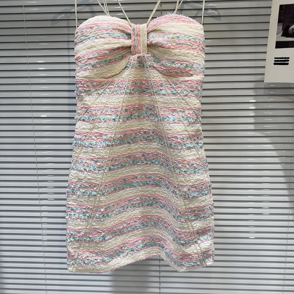 Женское элегантное твидовое платье во французском стиле облегающее